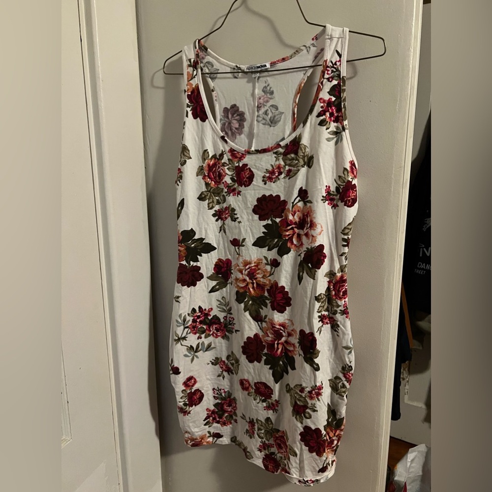 Fashion Nova Floral Mini Dress - White and Red